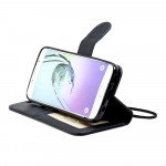 Wholesale Galaxy S7 Folio Flip Leather Wallet Case with Strap (Black)